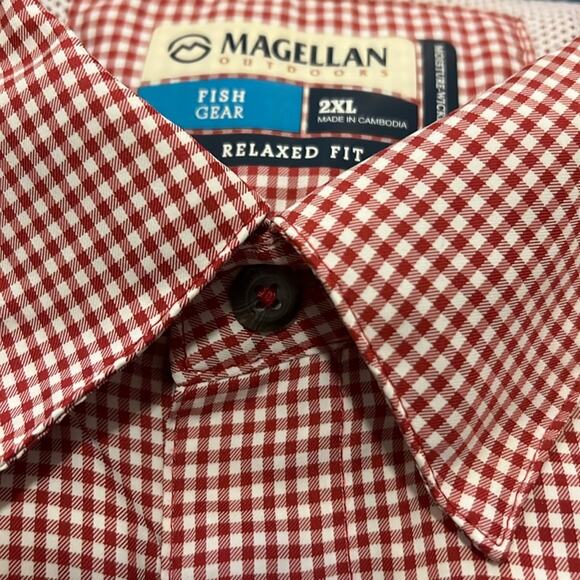 Magellan Outdoors Fish Gear shirt 2XL Red Check Fishing Beach Relaxed Fit XXL - Picture 16 of 16
